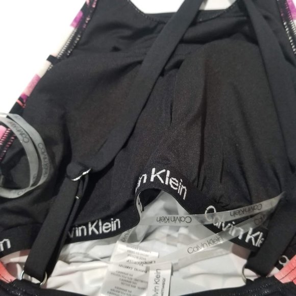 Calvin Klein Floral Printed High-Neck Cross-Back Tankini Top Size XS - Picture 9 of 13